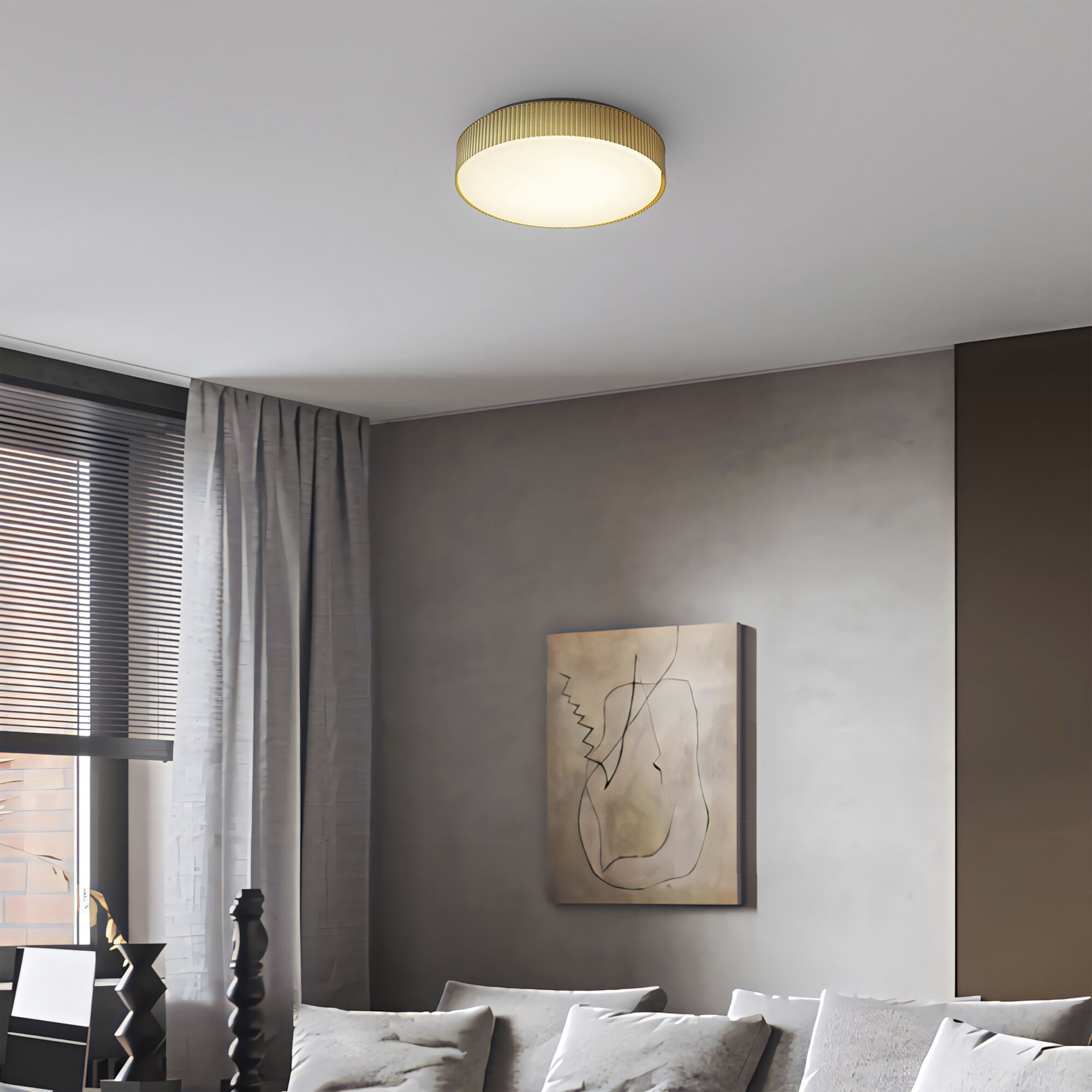 Channel LED 13 inch Painted Brass Outdoor Flush Mount